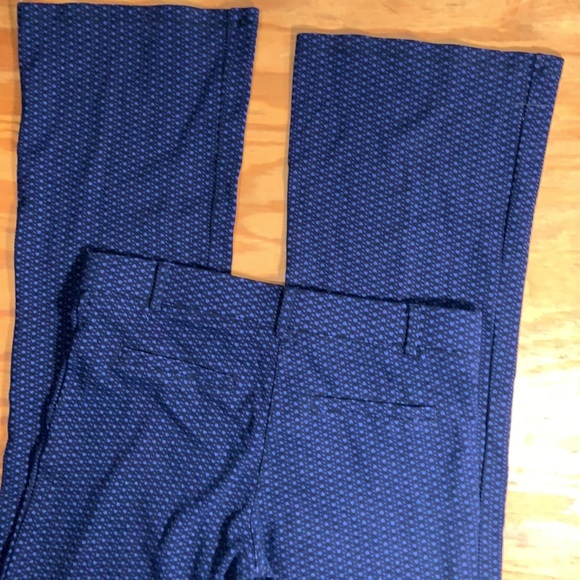 Betabrand black and blue heartline print classic bootcut yoga pants. - Picture 4 of 10